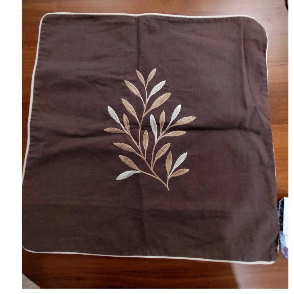 Biancoperla World Traveler Embroidered Linen Pillow Sham 22x22 Brown Italy